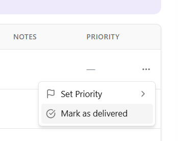 mark as delivery