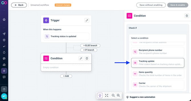 Notifications_Select tracking status