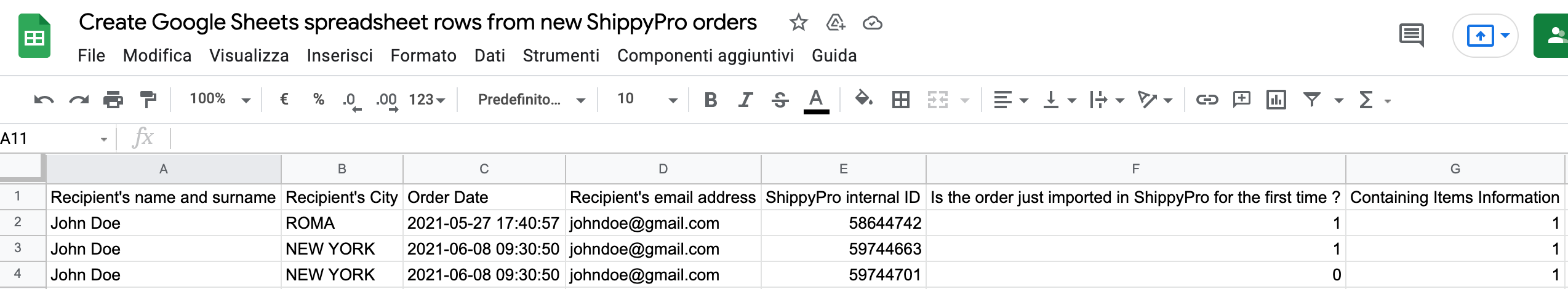 ShippyPro + Google Sheets